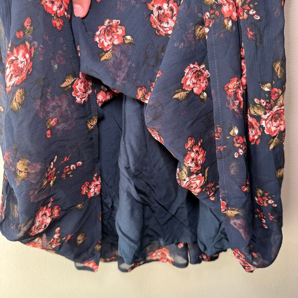 Abercrombie & Fitch Women's Chiffon Navy Floral Mini Dress Size X-Small NWT - Picture 5 of 6